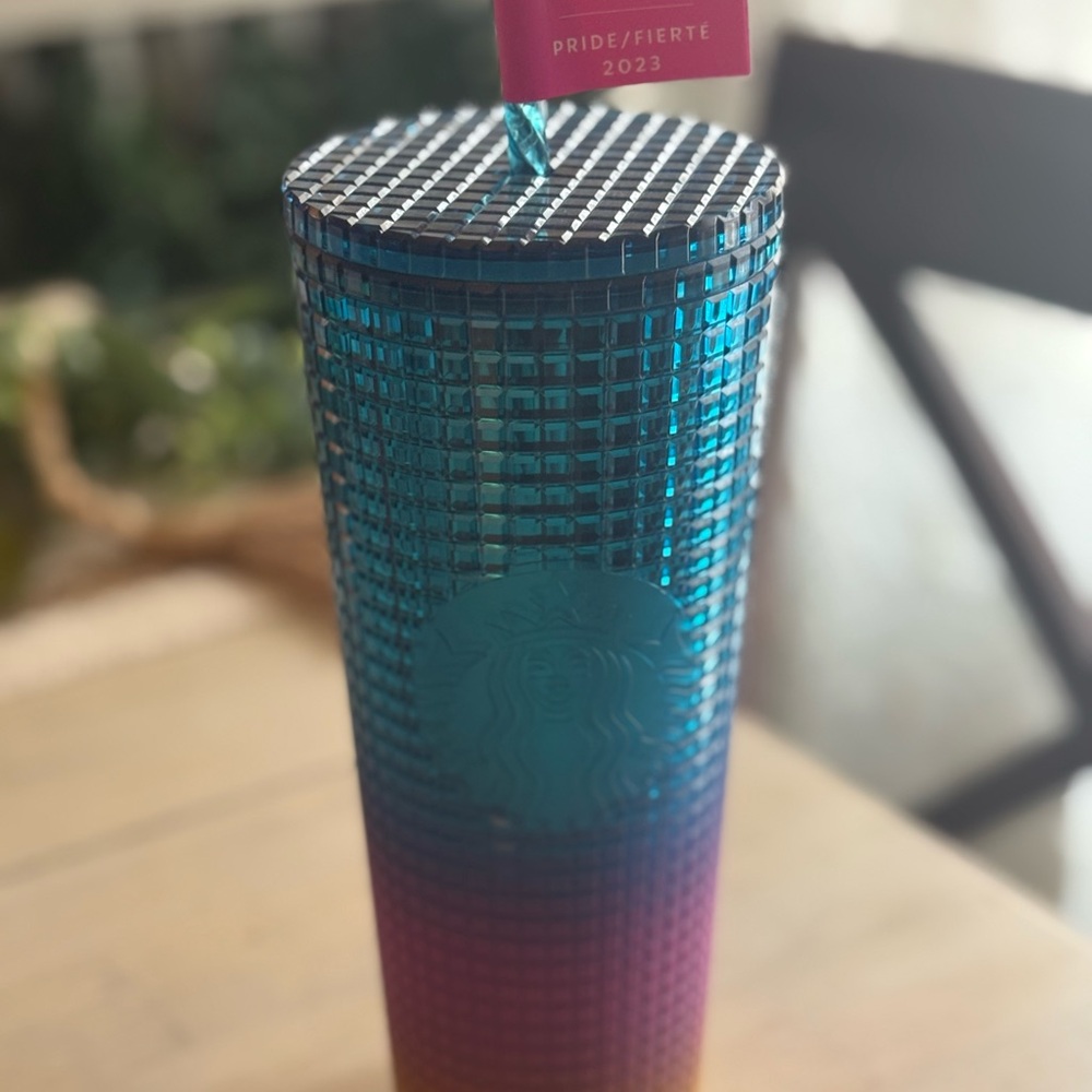 Starbucks Iridescent Blue and Purple Tumbler with Textured Accents